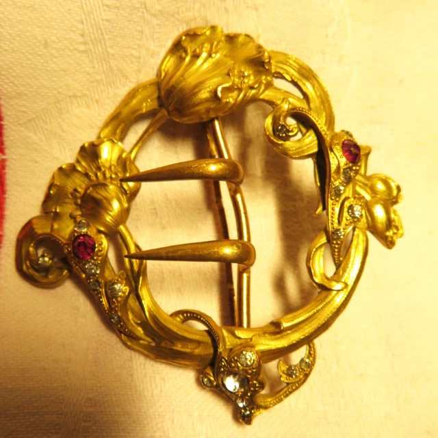 BELLE BOUCLE DE CEINTURE, ART NOUVEAU, en émail cloisonné