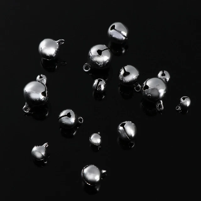 100 piezas mini campanas ranuradas para decoración de cuello de cachorro mascota perro mascota (plata)