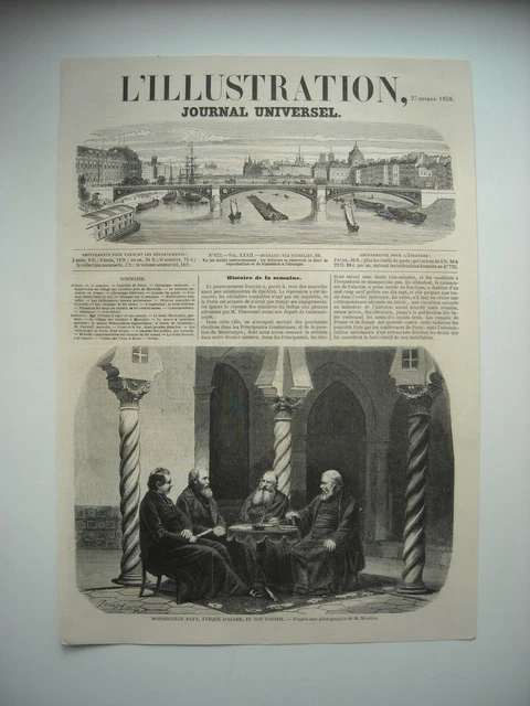 Gravure 1858. Monseignueur Pavy, Eveque D'alger, Et Son Conseil.