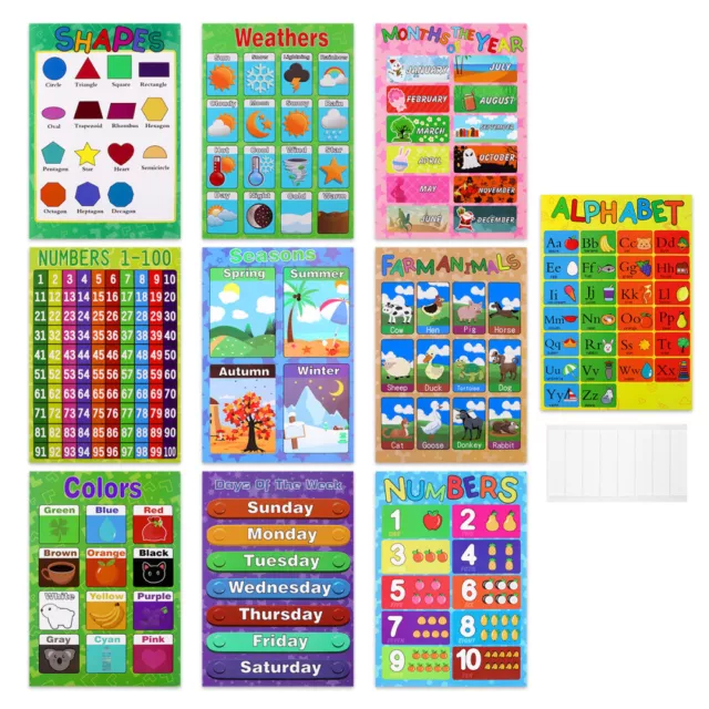 10 Packs Alphabet Poster Educational Wall Chart for Children Early Learning