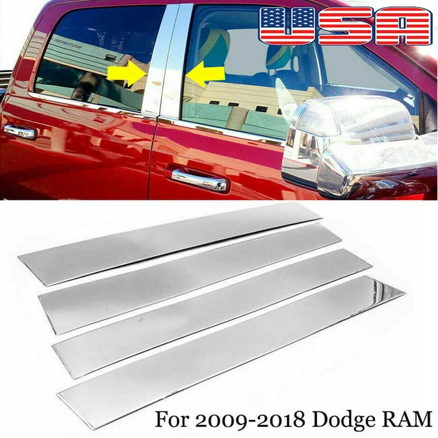 Chrome Pillar Posts For Dodge Ram 2009-2018 4pc Set Window Door Trim Cover Kits