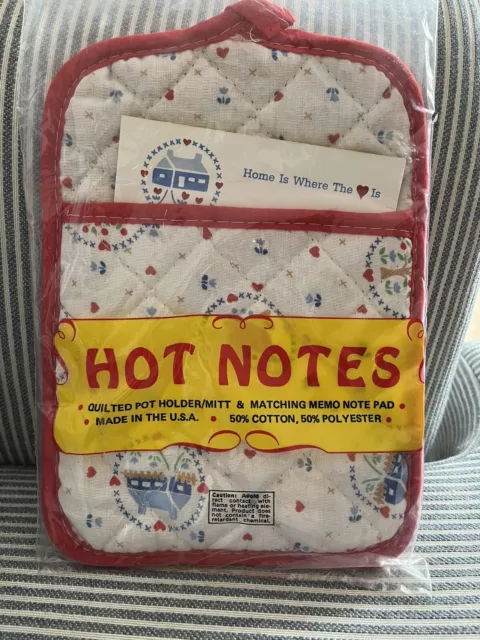 Vintage SEALED Hot Notes Oven Mitt Pot Holder & Matching Memo Note Pad