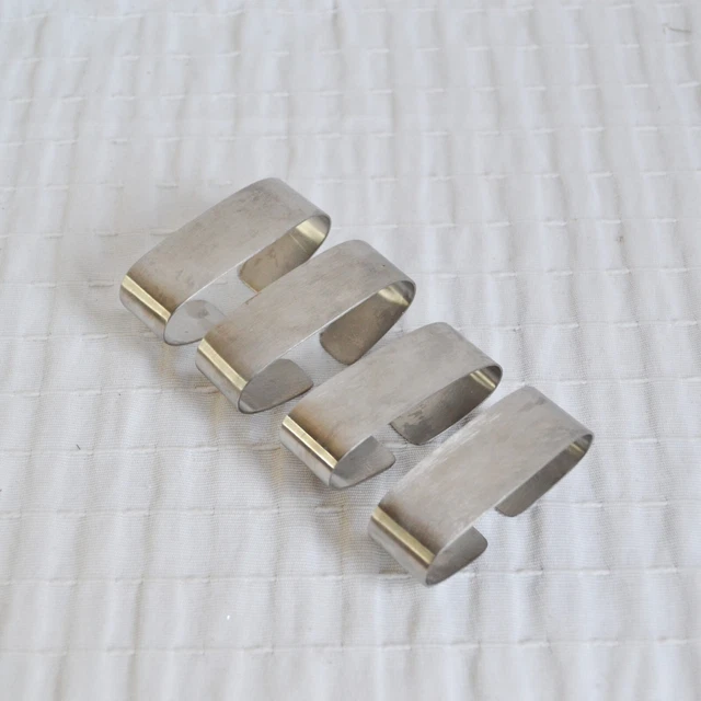 Vintage Viners Stainless Steel Serviette Napkin Rings x 4, Mid Century Modern