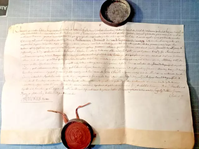 DIPLOME DE Théologie XVIIè ? XVI?  Parchemin en vélin Sceau Cachet Cire wax seal