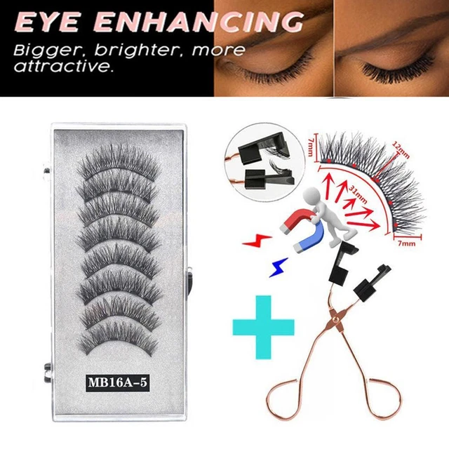 Eyelash Kit, Magnetic Eyelashe Reusable False Eyelashes with Tweezers V4O3