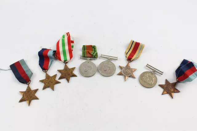 WW2 Medals inc. Africa, Italy, 1939-45 Stars, War & Defence x 8