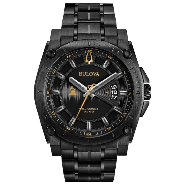 Bulova Men's Grammy Precisionist Quartz Black Calendar Watch 46.5MM 98B295