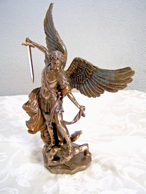 48-Inch Large St. Michael Archangel Statue - Cold Cast Bronze Powder Religious Sculpture