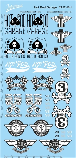 Décalcomanies (Stickers) Interdecal Courses De Rue 09-1 - Échelle 1/43 - Blanc Et Noir - 120x80 Mm