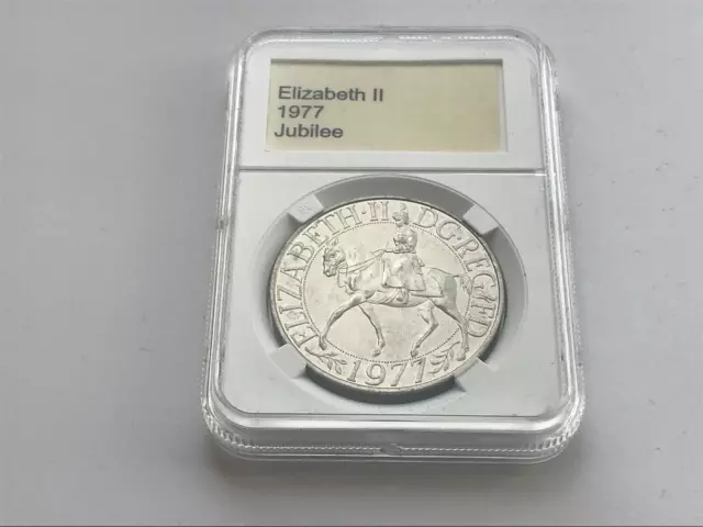 Simply-Coins ~1977 Regina Elisabetta II Argento Giubileo Moneta Corona Boxed