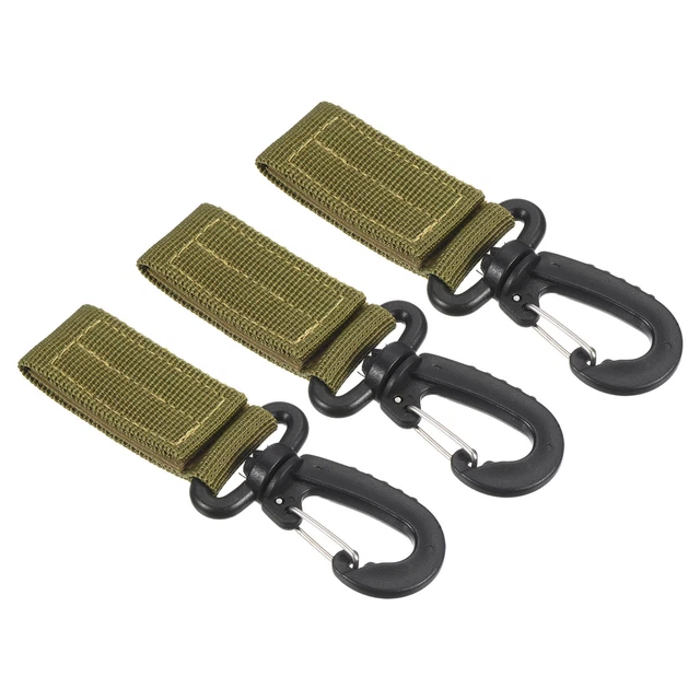 Cintura Agganci Cinturino 3pz Nylon Fettuccia Appendere Fibbia Portachiavi Cachi