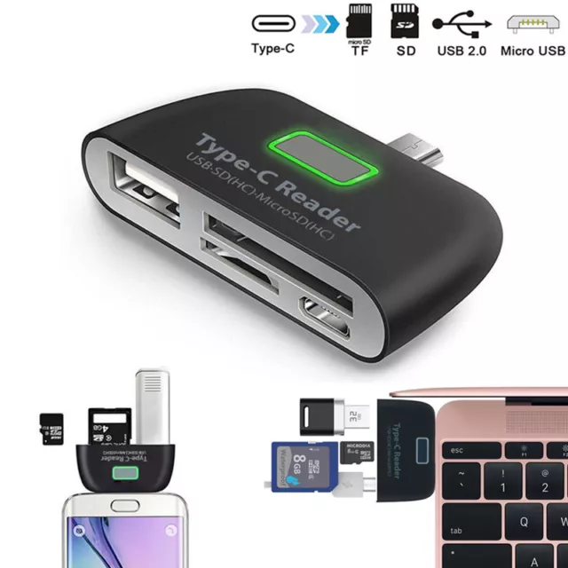 USB C 3.1 Type C to USB 3.0 OTG HUB Adapter SD/TF Micro SD Memory Card Reader