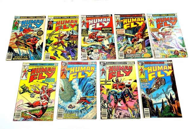 THE HUMAN FLY Marvel Comic Books Lot Nbrs 2, 6, 8, 9, 11, 12, 16, 18, 19 (1977)
