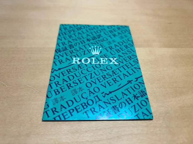 Livret Vert Rolex (Green Booklet) - Traduction Ou Document D'occasion, Marque Rolex