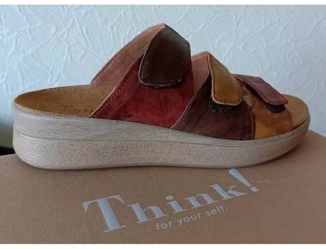 Think! MEGGIE size EU38 (UK5) women's sandals leather slip-on sliders €129.90rrp