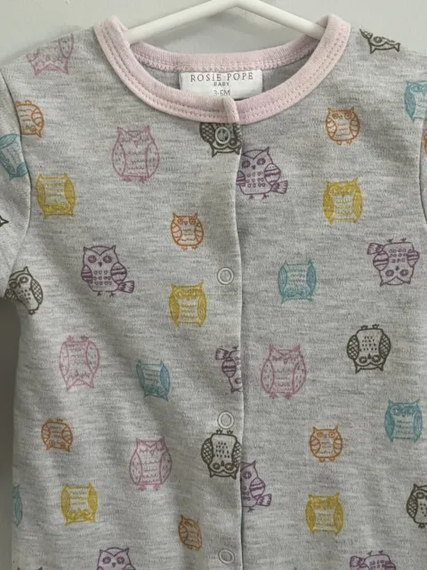 Rosie Pope Baby Girls 3-6 Months Infant Snap Sleeper Owl Print 2