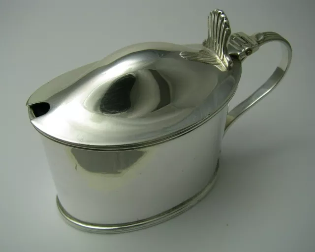 STERLING SILVER MUSTARD POT COBALT BLUE GLASS LINER Edward Hutton England ca1889