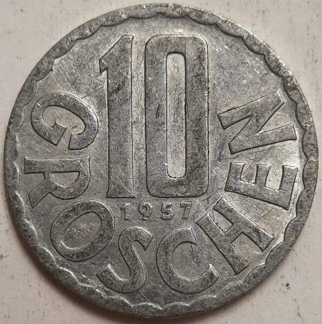 ONE CENT COINS: 1957 Austria 10 Groschen Coin