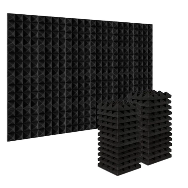 24PCS 25X25X5CM STUDIO Acoustic Soundproof Foam Pyramid Noise ...