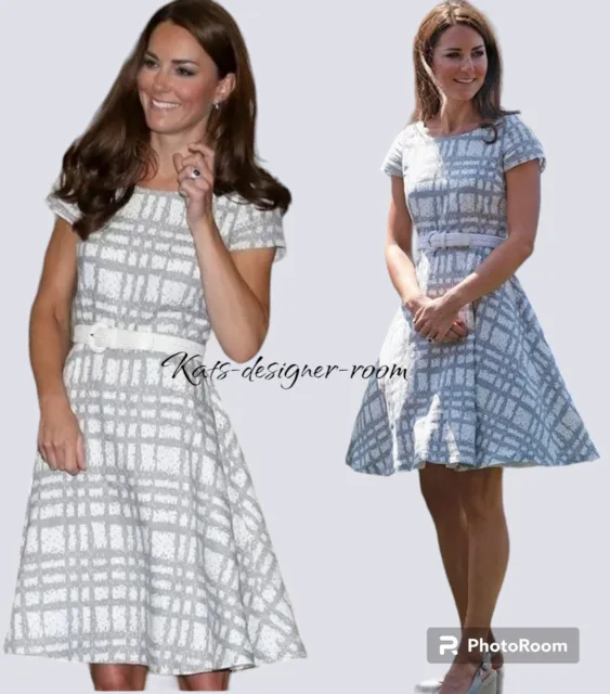 Ex Con Hobbs Wessex Dress Grey L UK 12 USA 8 duchess princess kate royal