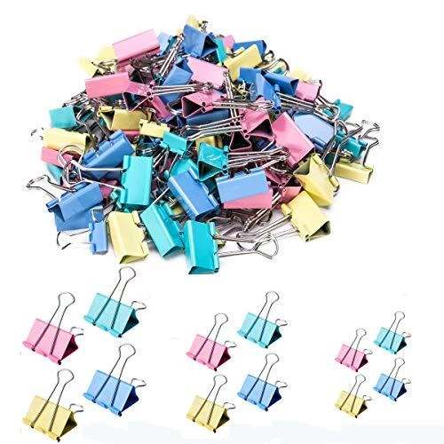 Binder Clips - Paper Clamps Assorted 3 Sizes, 4 Colors,Paper Binder Clips,