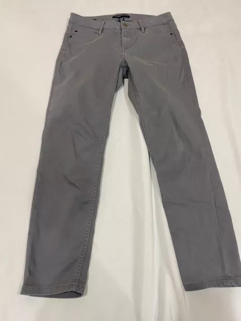 Calvin Klein Jeans Women 6 Grey Button Front 5 Pockets Solid Print