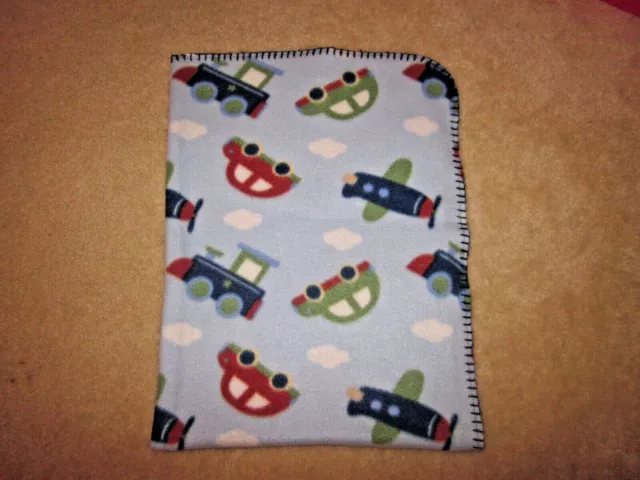 Garanimals Blue Baby Fleece Blanket Security Green Red Cars Trains Planes 39x28