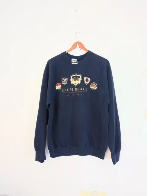 💥Vintage 90s Spellout Graphic Palm Beach International Sweatshirt XL USA Made