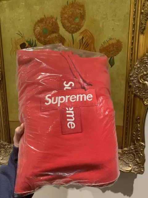 Red supreme hoodie medium box logo