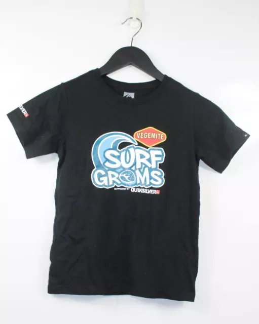 Quiksilver Kids Black Boys 'Vegemite' ' Surf Groms' Short Sleeve T-Shirt Size 8