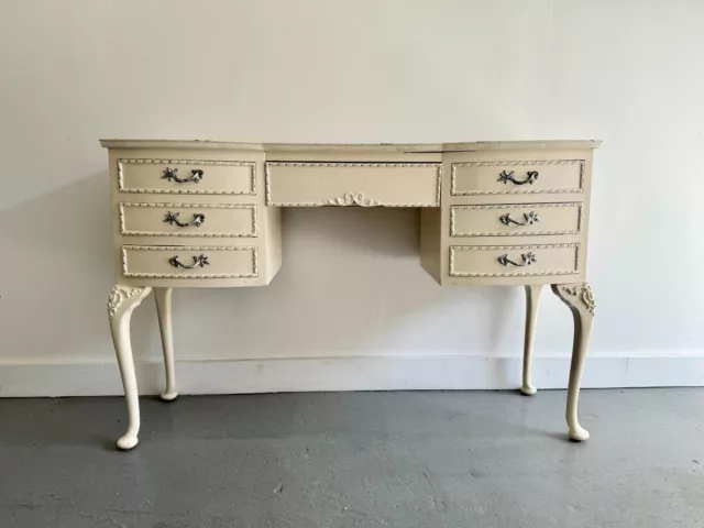 Vintage Dressing Table with Drawers Painted White