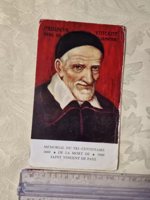 Santino Holy Card Memorial du Tri-Centenaire Sain Vincent de Paul 1960 SI106 ^