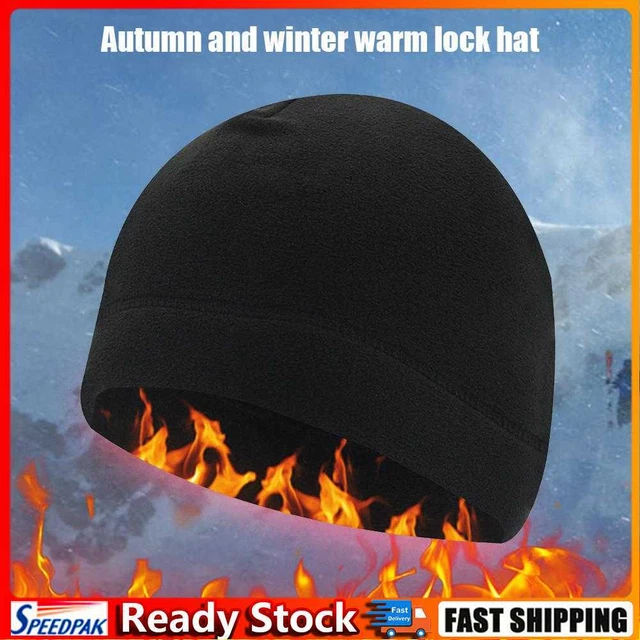 Winter Cycling Hat Fleece Warm Windproof Women Men Outdoor Ski Caps (Black)