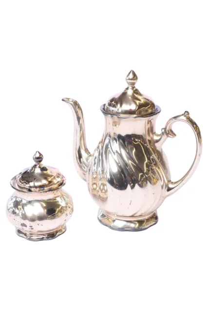 Set servizio tè senza marchio con teiera e contenitore zucchero in argento