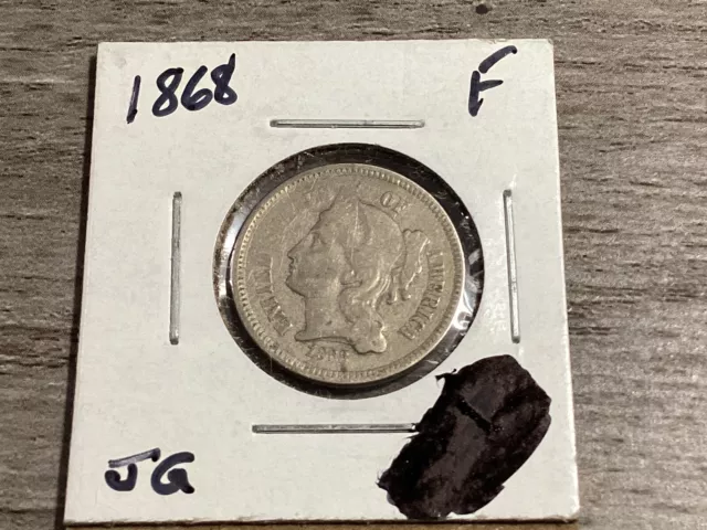 1868  Three (3) Cent Nickel Coin-Fine Condition-102323-0035