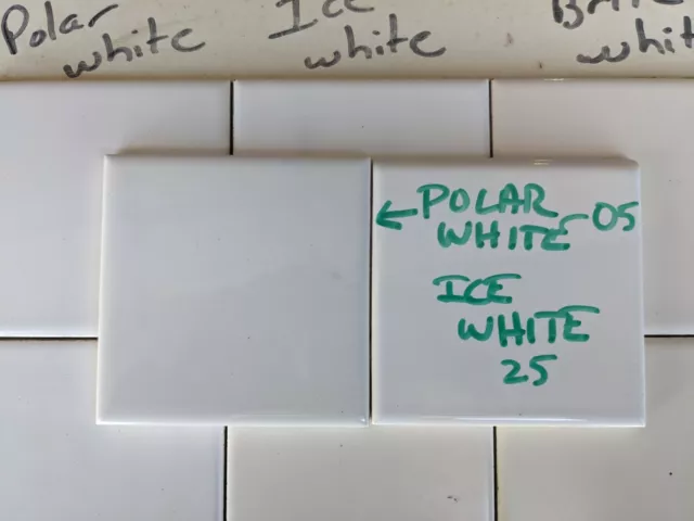 2 pieces 05 Polar White Gloss Ceramic Tile 4 1/4" square  American Olean USA