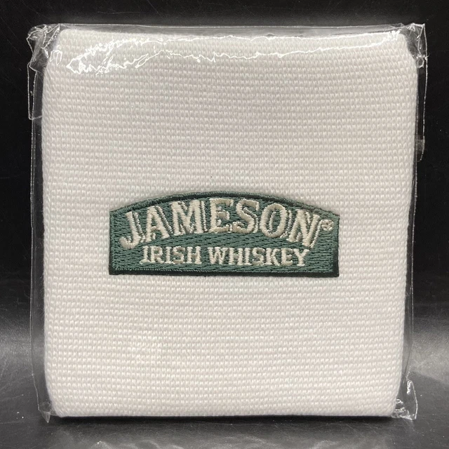 Jameson Irish Whiskey Wrist Band Sweat Band Hide-A-Band Zip Pocket White NEW