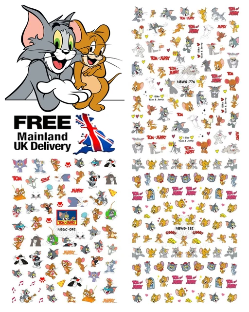 NAIL ART STICKERS Selfadhesive Tom & Jerry Spike Cat & Mouse Cartoon