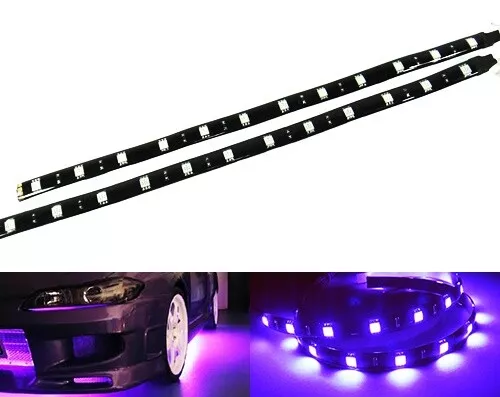 2x Purple 12 High Power LED Under Car Interior Daytime Light Strip Motorcycle UK