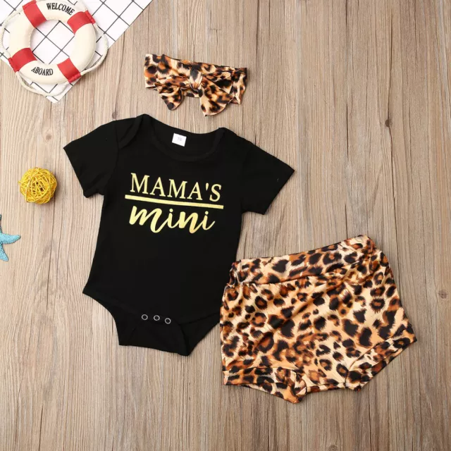 Newborn Infant Baby Girl Leopard Clothes Jumpsuit Romper Bodysuit Pants Outfits