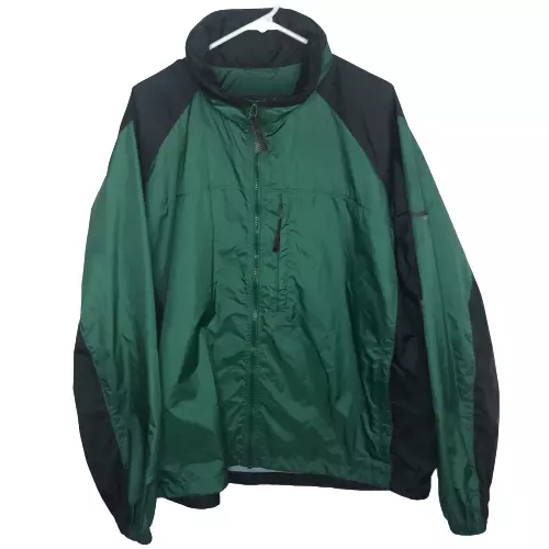 Columbia Men's XCO Full Zip Up Packable Hooded Mesh Rain Jacket Green Size XL