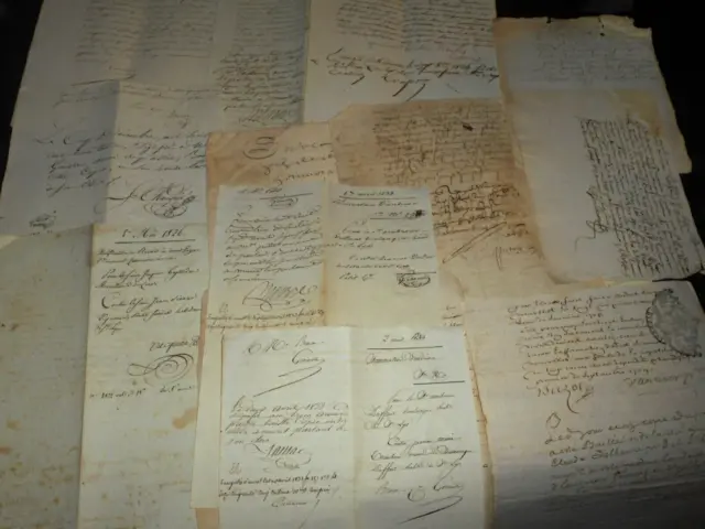 lot of 18 antique legal documents calligraphy handwritten manuscripts 1622-1837