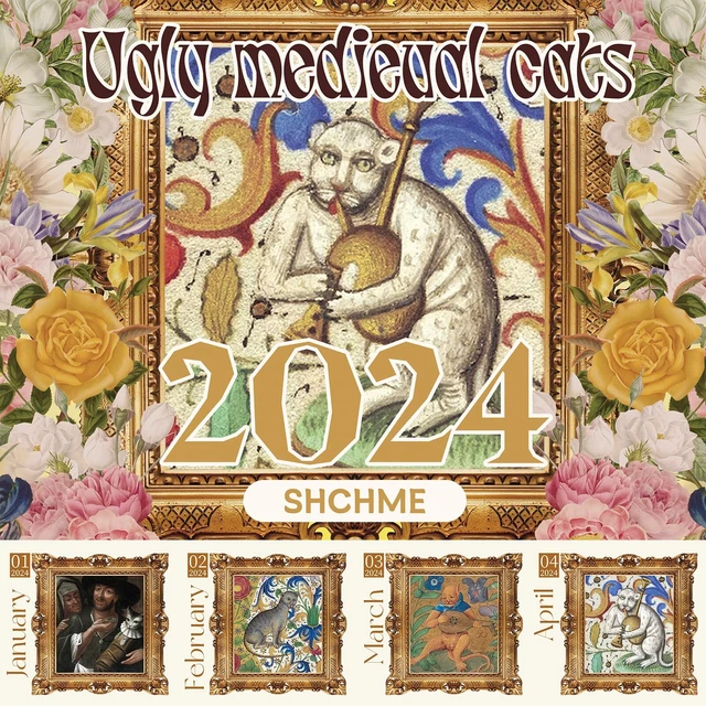 SHCHME MEDIEVAL CATS Calendar 2024 Ugly Medieval Cats Calendar 12