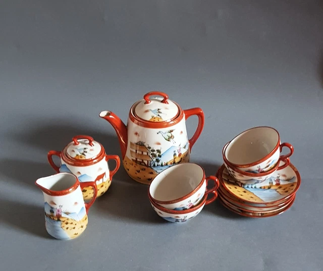 Ancien service à thé Japonais - Maruku-Satsuma - Made In Japan - Porcelaine Fine - Collection