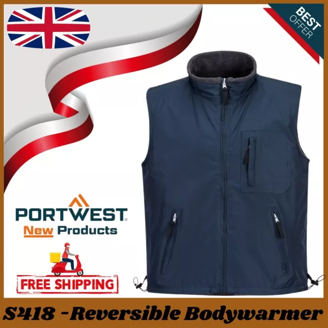 Cappotto Portwest Ripstop Scaldacardi Reversibile Foderato Pile Abbigliamento Da Lavoro Inverno S418