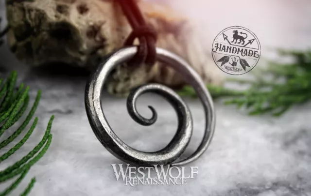 Celtic Spiral Pendant - Hand-Forged Iron - Viking/Norse/Medieval/Adjustable Cord