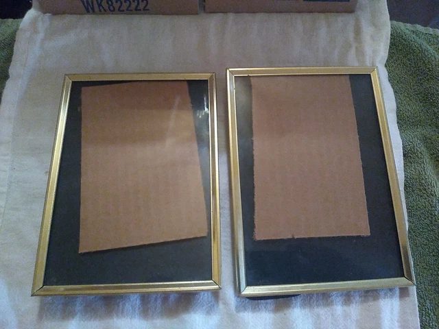 Lot of two 5x7 Picture Frame Goldtone Metal Vintage