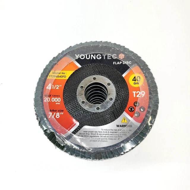 YOUNGTEC 10pkFlap Disc 40 Grit Grinding Wheel 4.5" x 7/8" High Density T29 NEW