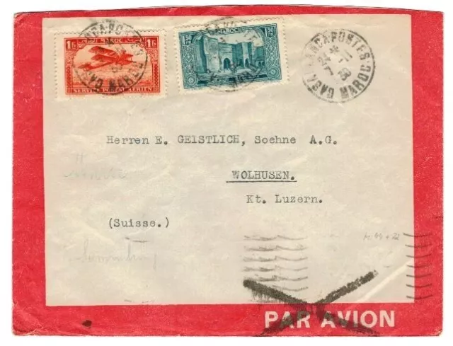 Posta aerea lettera decorativa Casablanca Marocco Marocco Wolhusen Svizzera 1930