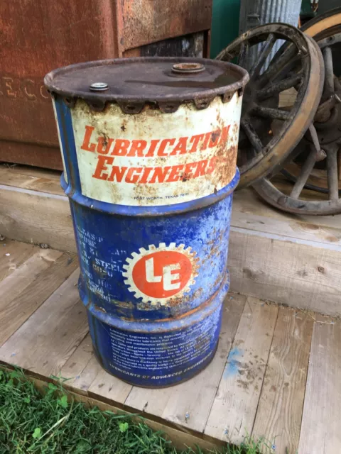 16 gallon oil gas drum Lubrication Engineers  Grease Garage Trash Can Gas Garage